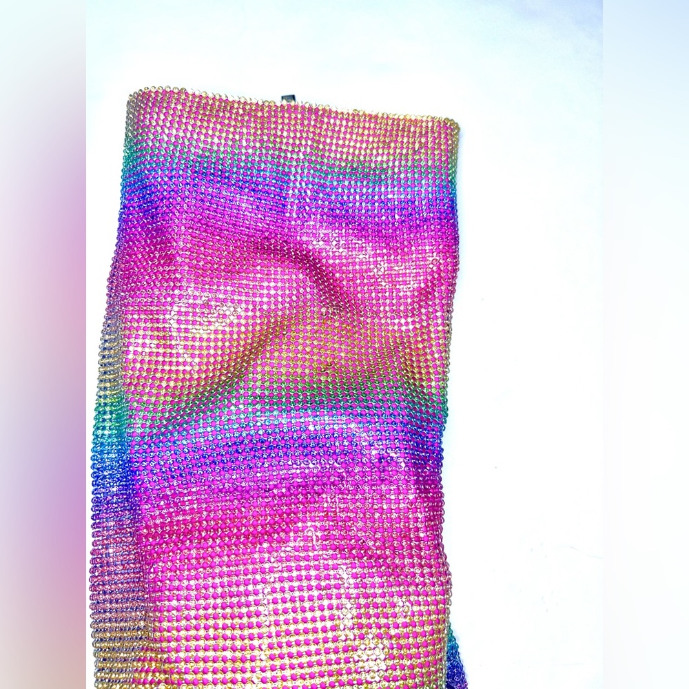 Rainbow Rhinestone Stiletto Boots. Hot Pink w/ Colorful Rhinestone Curtain -EDC - Picture 10 of 16